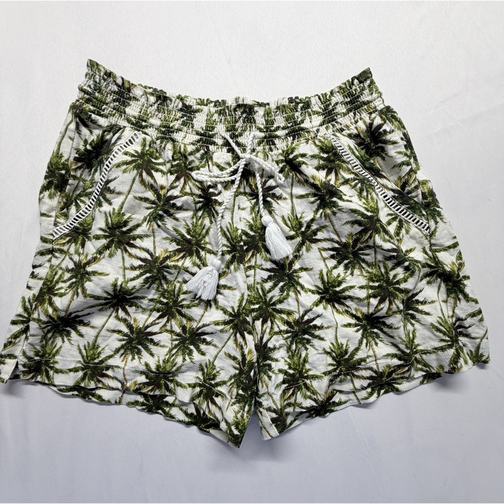 Briggs Shorts Womens Large Palm‎ Tree Tropical Beach Boho Drawstring Casual